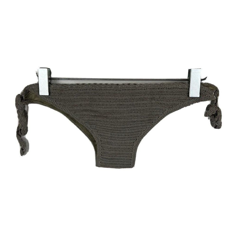 Chan Luu Bikini Bottoms S Womens New Gray Green Crochet Paloma String Mini